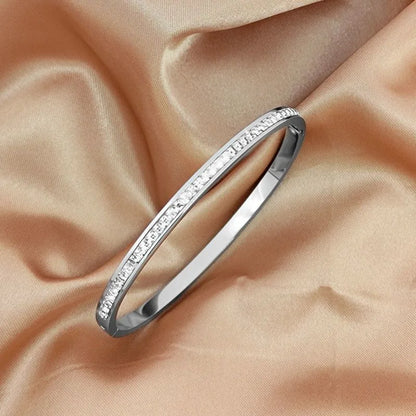 Htpwe Stainless Steel Diamond Ring Stacking Bracelet Women 18k Gold Plated Couple Holiday Gift Fashion Bracelet Party Jewelry