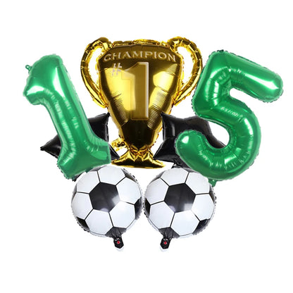 32inch Green Digital Number Foil Ballon Trophy Football Helium Balloons Kids Gifts Birthday Party Football theme Decoration