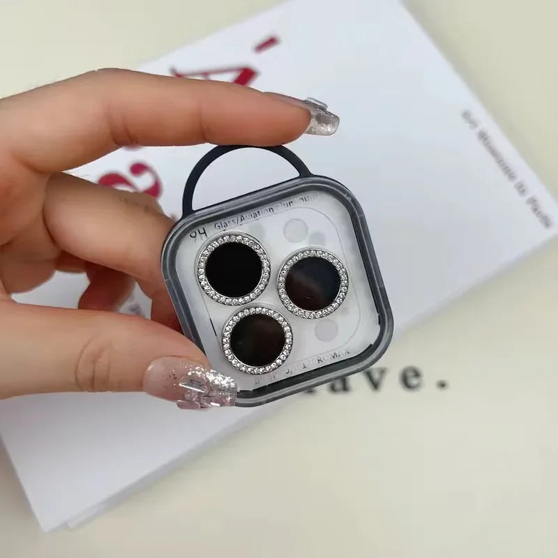 2-3Pcs Diamond Camera Lens Protector For IPhone 12 13 14 15 16 Pro Max Back Mini Cover Lens Ring Glass For IPhone 14 15 Plus Fil