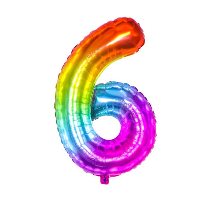 Digital Number Balloon, Aluminum Foil, Gradient Rainbow, Birthday Party, Wedding, Christmas Decoration, 40"