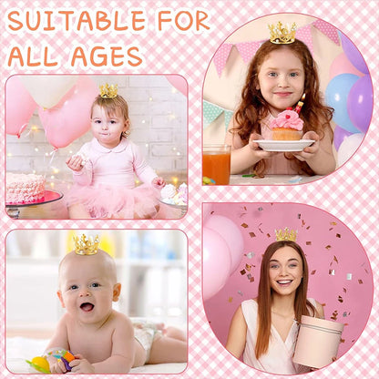 Mini Pearl Crown Cake Decoration Cupcake Topper Kids Hair Ornaments DIY Cake Baking Decoration For Wedding Birthday Party Decor