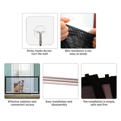 Pet Barrier Fences Mesh Dog Gate Folding Stairs Entrance Separation Guard Portable Breathable Baby Children Safety Playpen