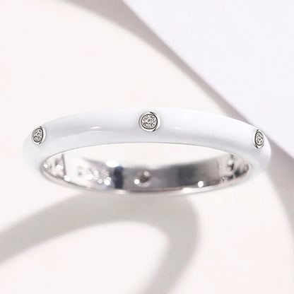 Rainbow Color Enamel Finger Rings for Women with Dazzling CZ Stone Exquisite Fashion Female Accessories Party Jewelry Hot