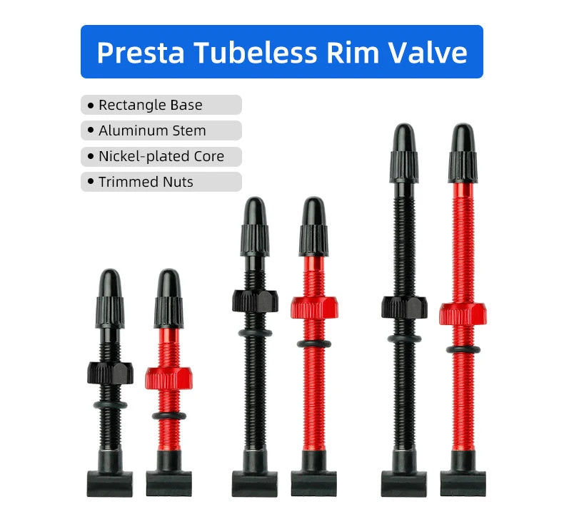 Deemount Presta Nipples Bicycle Tubeless Rim F/V Valves Anodized Aluminum Stem Brass Core Integrated Rectangle Base