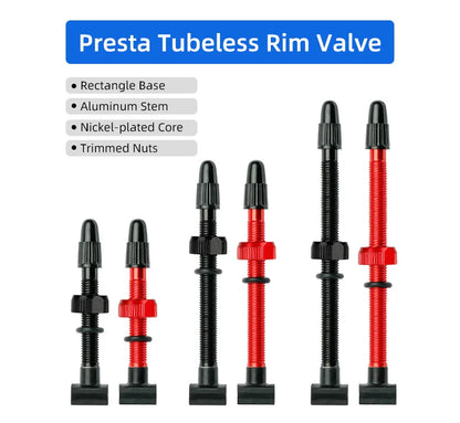 Deemount Presta Nipples Bicycle Tubeless Rim F/V Valves Anodized Aluminum Stem Brass Core Integrated Rectangle Base