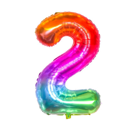 Digital Number Balloon, Aluminum Foil, Gradient Rainbow, Birthday Party, Wedding, Christmas Decoration, 40"