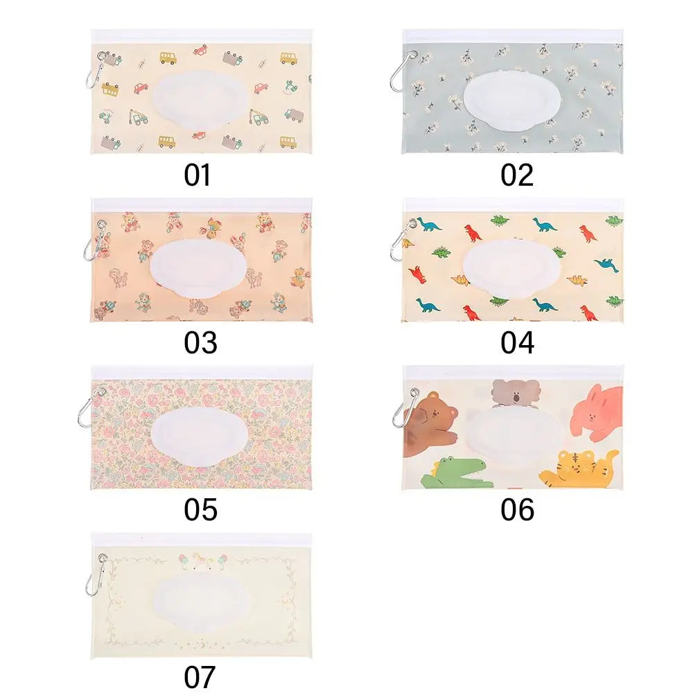 EVA Baby Wet Wipe Pouch Portable Buckle Wipes Holder Case Flip Cover Snap-Strap Reusable Refillable Wet Wipe Bag Outdoor
