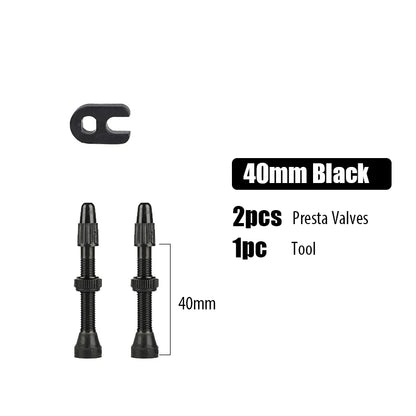 2pcs/bag Bicycle Bike Tubeless Presta Valves Stems Aluminium Alloy 40mm 44mm 48mm 60mm 80mm with Valve Core Removal Tool