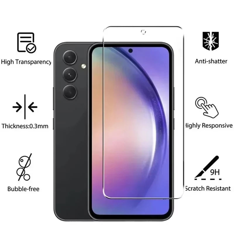 5Pcs Tempered Glass For Samsung Galaxy A05 A05s A06 A15 A16 A25 A35 A55 Screen Protector A04 A14 A24 A34 A54 A53 A13 A23 A33