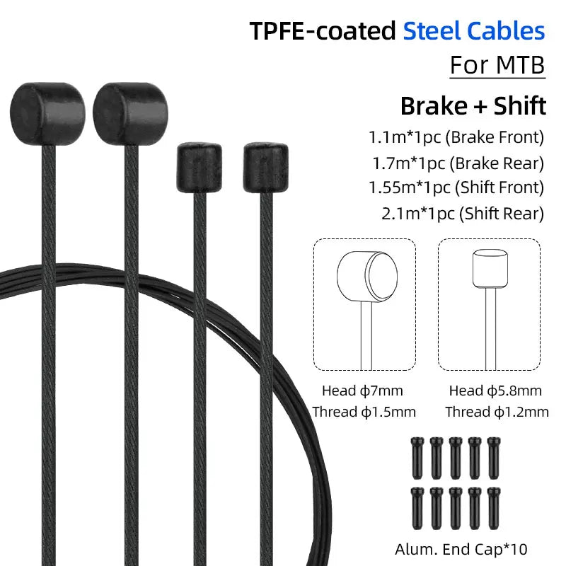 Bicycle PTFE Coated Stainless Steel Core Wire MTB Road Bicycle Zinc Coated Carbon Steel Wire W/ Cap Universal Shift Line DIY Kit