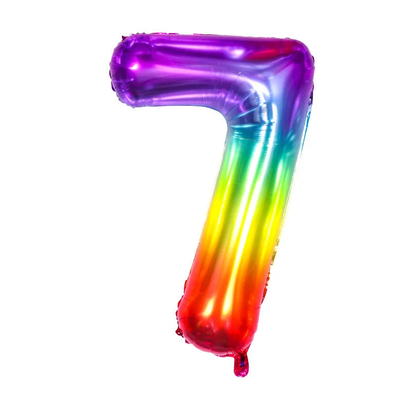 Digital Number Balloon, Aluminum Foil, Gradient Rainbow, Birthday Party, Wedding, Christmas Decoration, 40"