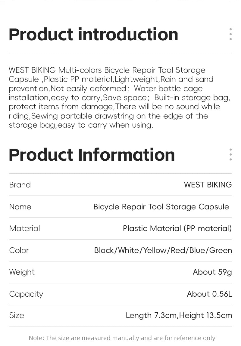 WEST BIKING Bicycle Repair Tool Storage Capsule Portable Waterproof Toolkit With Water Bottle Cage MTB Road Bike Accessories