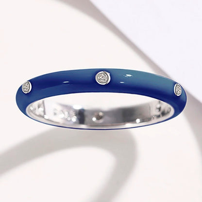 Rainbow Color Enamel Finger Rings for Women with Dazzling CZ Stone Exquisite Fashion Female Accessories Party Jewelry Hot