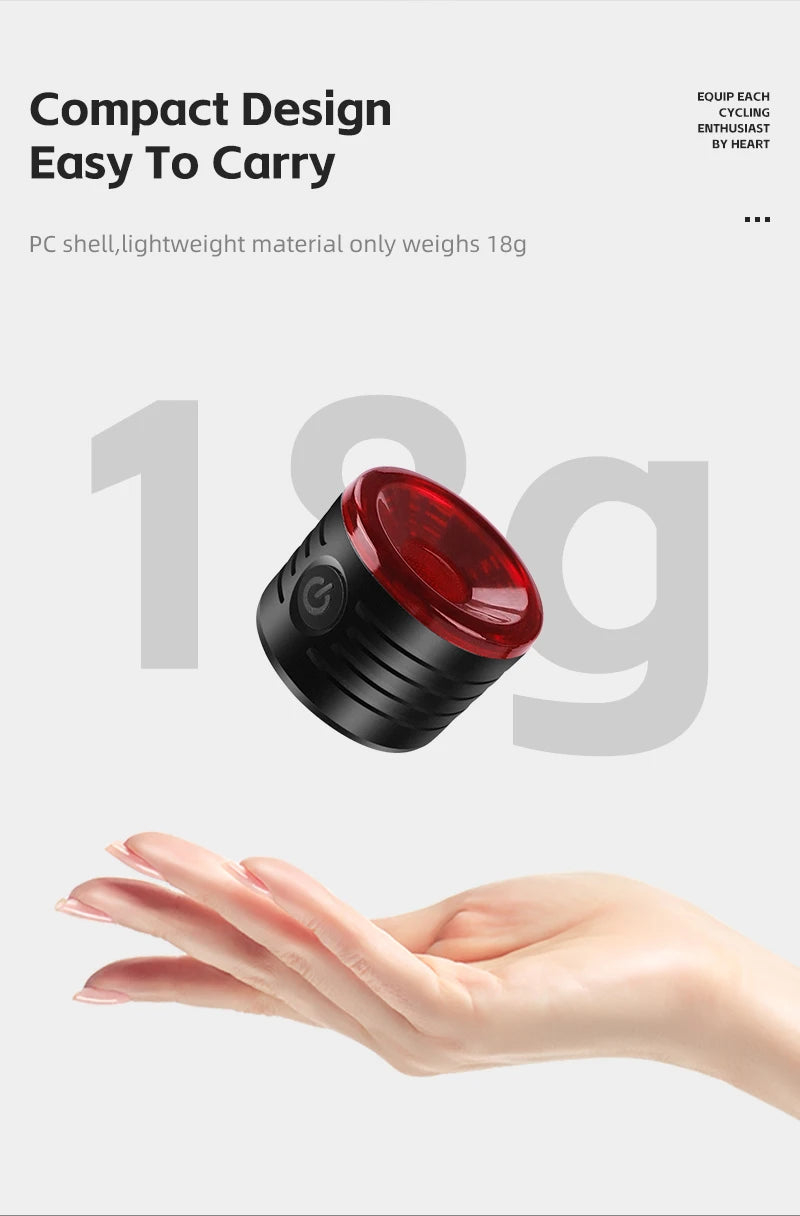 WEST BIKING Smart Brake Bike Tail Light Intelligent Type-C Charging Portable Safety Night Cycling Rear Light Bike Accessories