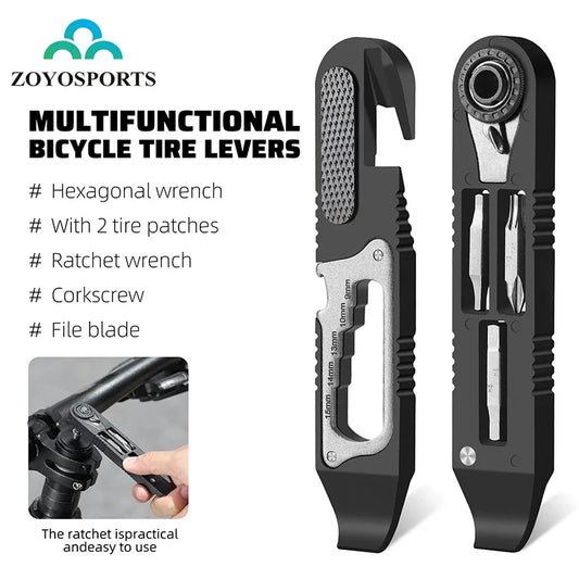 ZOYOSPORTS  High Strength Nylon Multifunctional Bicycle Tire Levers Portable Hex Wrench Set Ratchet Wrench Kit Bike Accessories