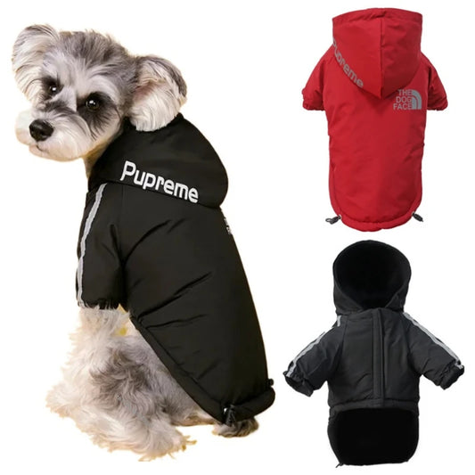 Pet Hoodie Sweatshirt Pullover Reflective Waterproof Dog Jacket with Fleece Lining Polyester Costume for Small Medium Breeds