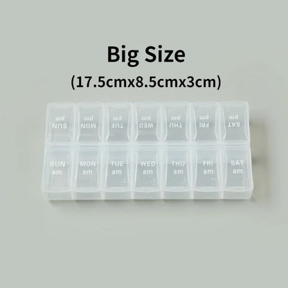 New Weekly Portable Travel Pill Cases Box 7 Days Organizer 14 Grids Pills Container Storage Tablets Vitamins Medicine Fish Oils