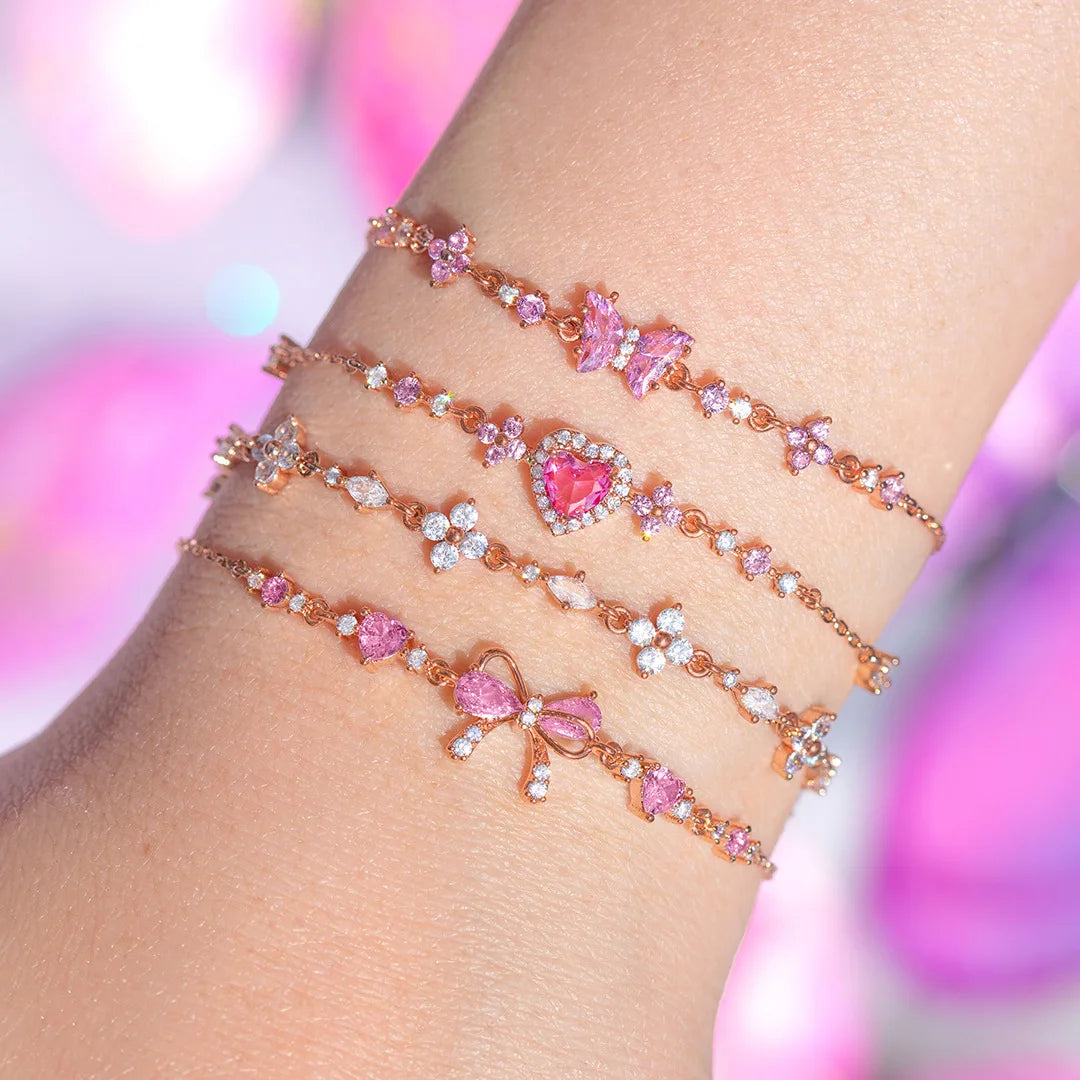 Instagram Style Cute and Sweet Bracelet Love Zircon Butterfly Festival Bracelet Women's Valentine's Day Gift Jewelry