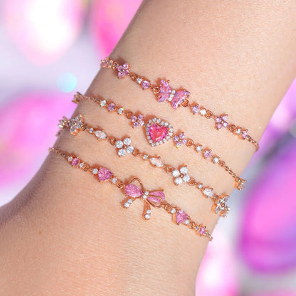 Instagram Style Cute and Sweet Bracelet Love Zircon Butterfly Festival Bracelet Women's Valentine's Day Gift Jewelry