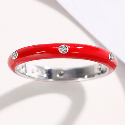 Rainbow Color Enamel Finger Rings for Women with Dazzling CZ Stone Exquisite Fashion Female Accessories Party Jewelry Hot