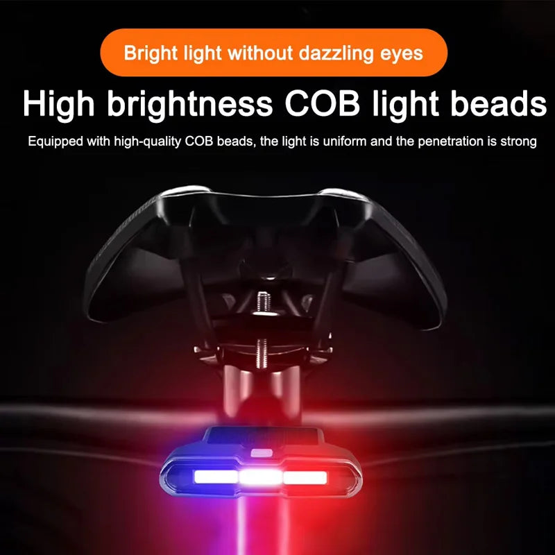 Bicycle Tail Light USB Rechargeable Bike Taillight Solar Power Long Endurance Cycling Rear Lamp Bright Mtb Warning Flashlight