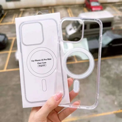 Acrylic Magnetic Case For iPhone 16 15 14 13 12 Pro Max Luxury Ultra Clear Magsafe Cover Shockproof PC+TPU Shell Silicone Cases