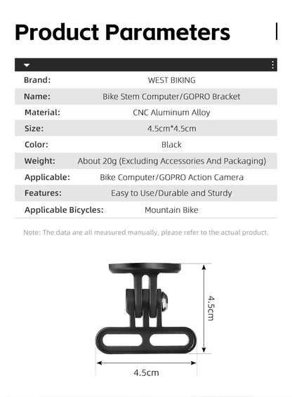 WEST BIKING Bike Bracket Front Light Lamp Holder Aluminum Alloy Extension Holder for Bicycle Computer Wahoo Bryton Garmin Bracke