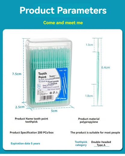 Toothpick Brush 200 PCs Boxed Plastic Toothpick Disposable Household Interdental Brush Teeth Picking Dental Floss