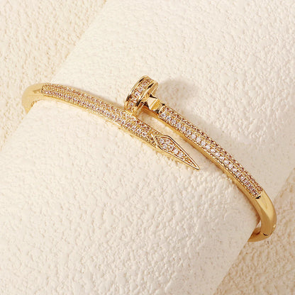 Copper With Zirconium Opening Female Simple Trendy Bracelet Women's Stainless Steel Jewelry Luxury Gifts for Girlfriends