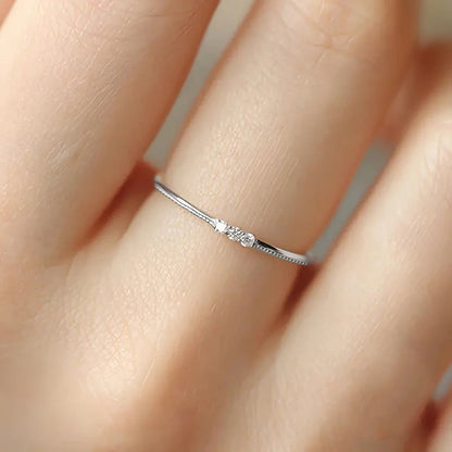 Trendy Simple Thin Ring Lady Versatile Accessories Gold Color/Silver Color Bright Micro Zirconia Jewelry for Daily Wear
