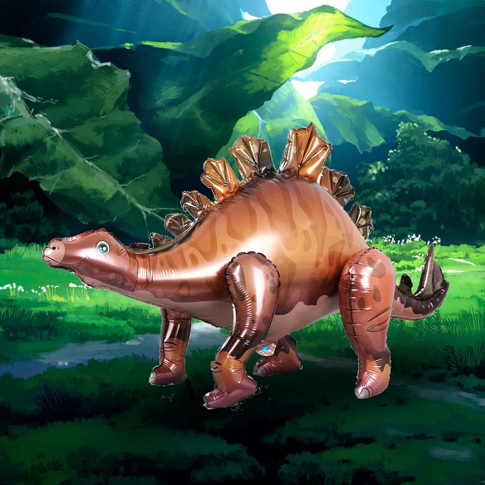 1pcs Large 4D Dinosaur Foil Balloons Jungle Animal Baby Boys Birthday Party Decors Jurassic Standind Dragon Kids Toys Air Globos