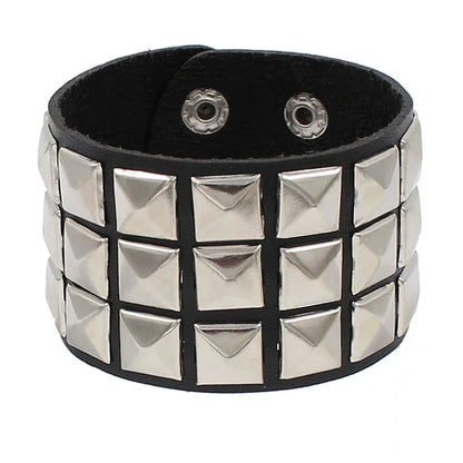 2022 New PU Leather Bracelet Punk Bracelet Adjustable Skull Goth Cuff Bracelet Gothic Rivet Buckle Wristband for Men Women