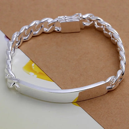 20CM Charm Silver Color Bracelet Design Noble Pretty 10mm Mens Chain Jewelry Fashion Geometric Free Shipping Factory Price
