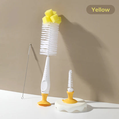 SAIDAH Simple Nylon Sponge Suction Feeding Bottle Nipple Pacifier Brush Set Water Sippy Vacuum Cup Cleaning（2 in 1）