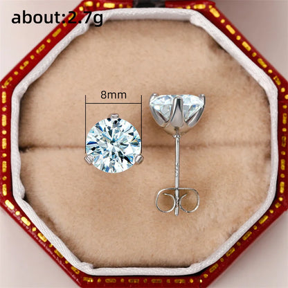 Exquisite 8 Claw Setting CZ Stud Earrings for Women Silver Color Crystal Earrings Simple and Elegant Female Ear Jewelry