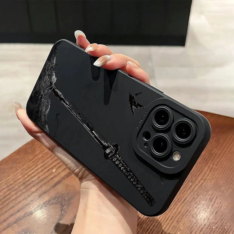 For iPhone 17 16 15 14 13 12 11 Pro Max Case The Sword Creative Pattern Protective Cover For iPhone XS Max XR 7 8 Plus 16e Funda