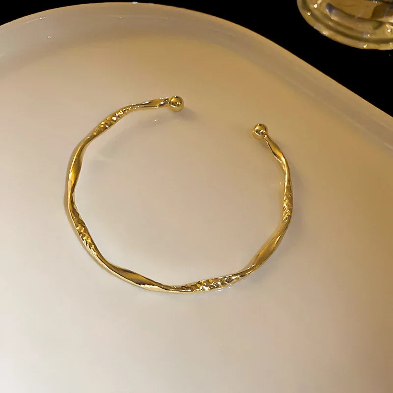 Retro Cuff Bracelet Opening Bangles for Women Minimalism Twisted Bracelets Wristband Jewelry Mom Wife Girls Birthday Gifts ﻿