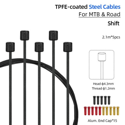 Bicycle PTFE Coated Stainless Steel Core Wire MTB Road Bicycle Zinc Coated Carbon Steel Wire W/ Cap Universal Shift Line DIY Kit