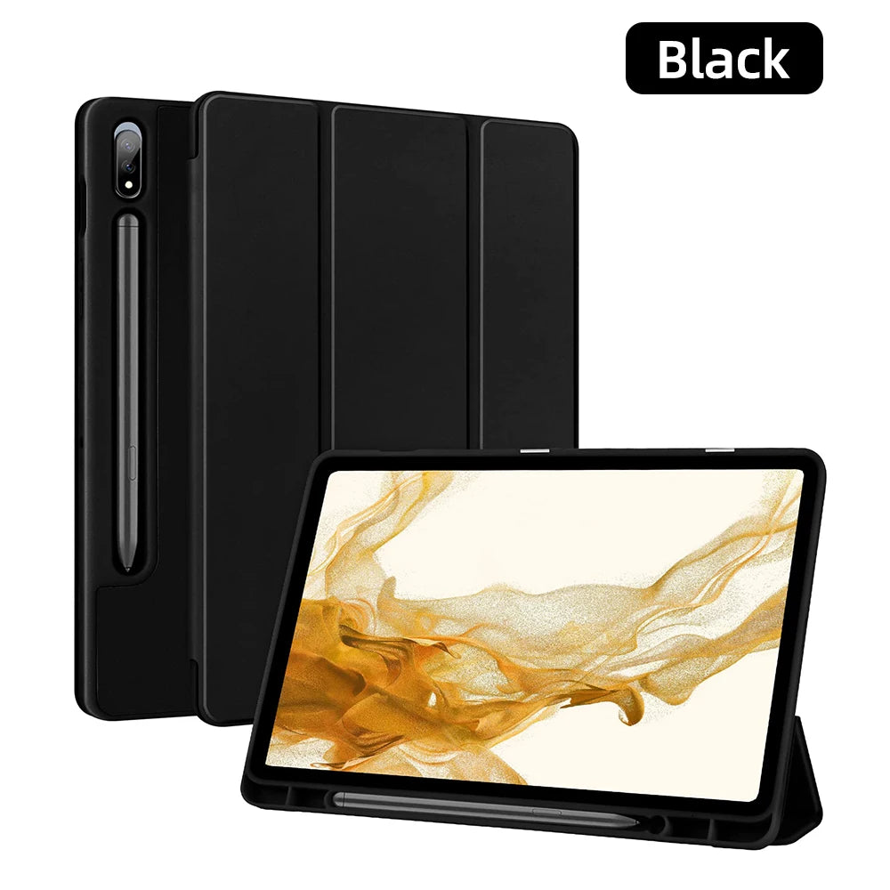 For Samsung Galaxy Tab Case For Tab S8 Ultra 14.6 S8 Plus S7 Plus S7 FE 12.4 S7 S8 11 S6 Lite 10.4 With Pen Slot Tablet Cover