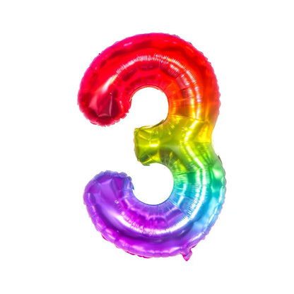 Digital Number Balloon, Aluminum Foil, Gradient Rainbow, Birthday Party, Wedding, Christmas Decoration, 40"