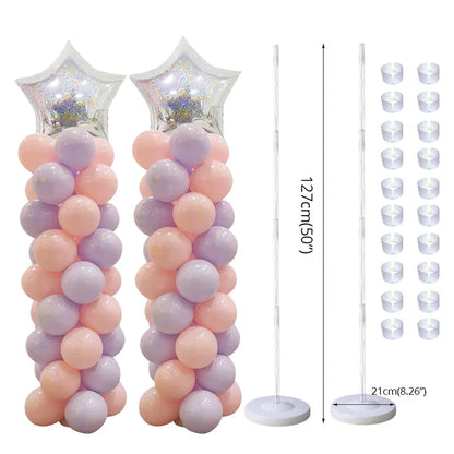 1/2set Adjustable Balloon Column Stand Metal Balloon Stand Holder with Plastic Base for Wedding Decor Birthday Baby Shower Party
