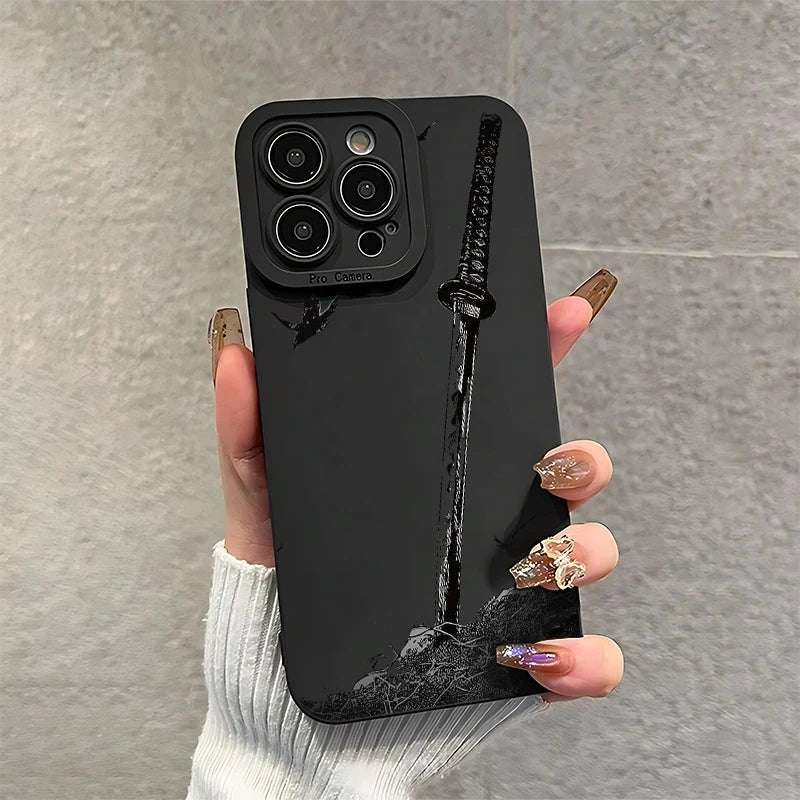 For iPhone 17 16 15 14 13 12 11 Pro Max Case The Sword Creative Pattern Protective Cover For iPhone XS Max XR 7 8 Plus 16e Funda