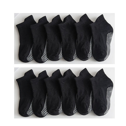 6/12 Pairs/lot 0-5 Yrs Cotton Children's Anti-slip Boat Socks For Boys Girl Low Cut Floor Kid Sock With Rubber Grips Polka dot
