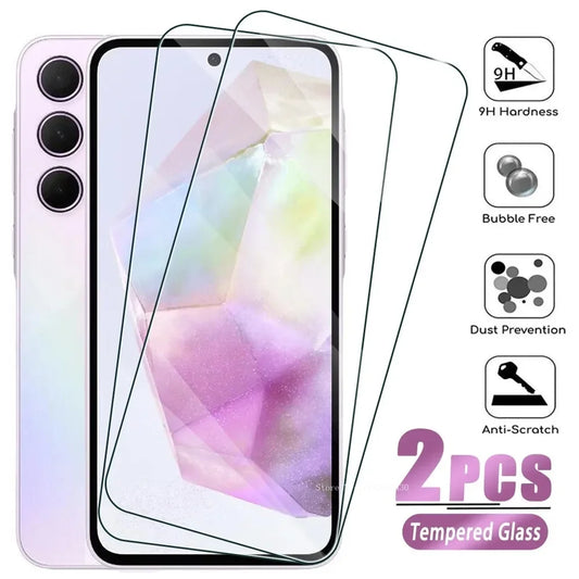 2Pcs Tempered Glass For Samsung Galaxy A13 A55 A35 A25 A15 A53 A73 Screen Protector for Galaxy A05 A14 A24 A34 5G A41 A54 A80