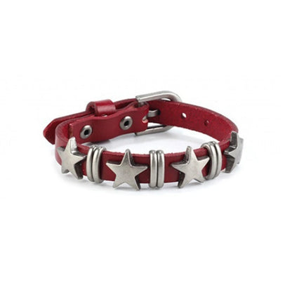 E0BF Goth Vintage Star Leather Alloy Bracelets For Women Men Gothic Retro Couple Bracelet Rock Party Jewelry Accessory-Decor