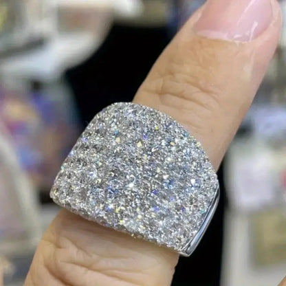 Bling Bling Crystal Cubic Zirconia Rings Gorgeous Wedding Band Accessories for Women Luxury Silver Color Female Jewelry