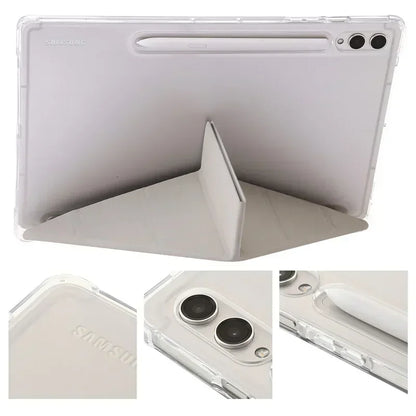 For Samsung Tab S9 Plus Case 12.4" Acrylic Clear Hard Back Stand Smart Cover For Galaxy Tab S9 FE S10 Plus Case With Pen Holder