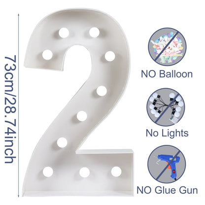 Giant Birthday Figure Led Light Balloon Filling Box 1st Birthday Balloon Number 30 40 50 Balloon Frame Wedding Decor Baby Shower
