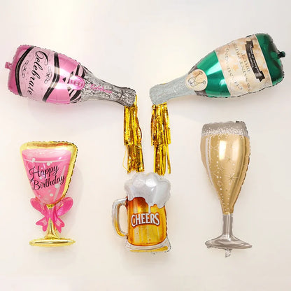 Wine Bottle Wine Goblet Aluminium Foil Balloons Beer Whisky Champagne Bar Banquet Family Gathering Birthday Party Decoration