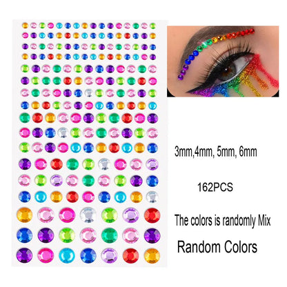3D Face Eyes Party Makeup Tattoo Sticker Acrylic Diamond Rhinestones Sticker Self-adhesive Mixed Crystal Face Decoration Sticker